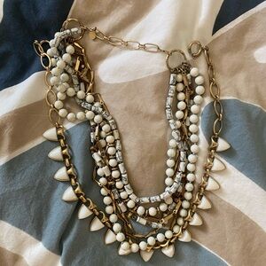 Stella & Dot Gold and White Statement Necklace